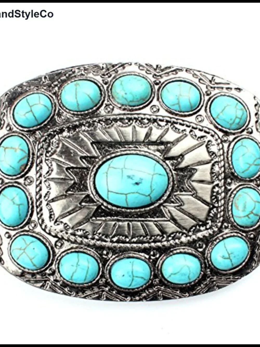 Turquoise Handcrafted Western Belt Buckle, Zinc Alloy, Fits 1.5